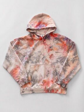 Nike Tie-Dye Hoodie in Peach, Gray & Orange Wash